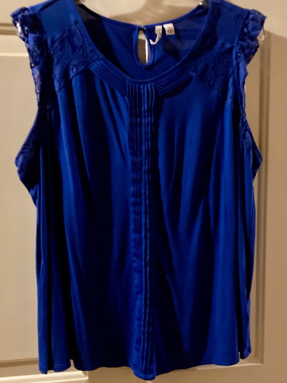 Elle Royal Blue Lace-Trim Pintuck Camisole